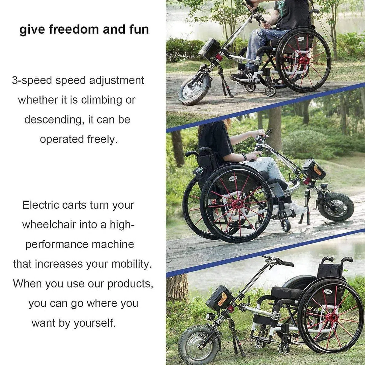 500W Handbike Elettrica per Sedia a Rotelle, Propulsore Anteriore Elettronico Anteriore per Carrozzina, Dispositivo Traino Carrozzina, 3 Velocità, Batteria 48V 17 Ah, Autonomia 70 Km,A