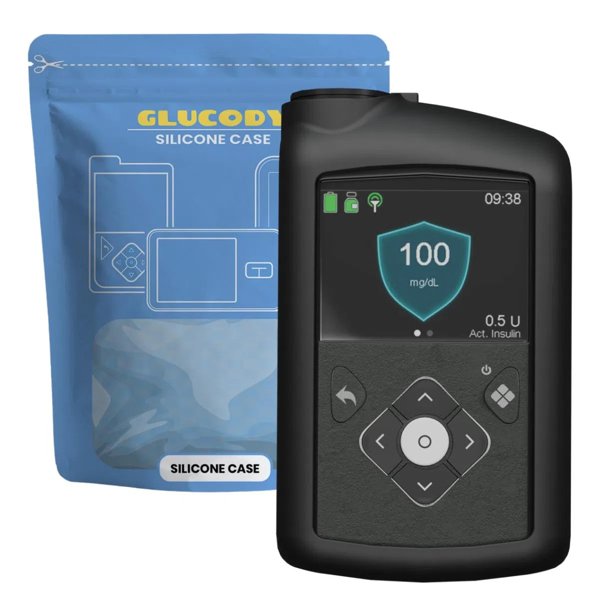 Custodia protettiva in silicone per pompa per insulina Medtronic compatibile con tutti i modelli Medtronic, durevole (nero)