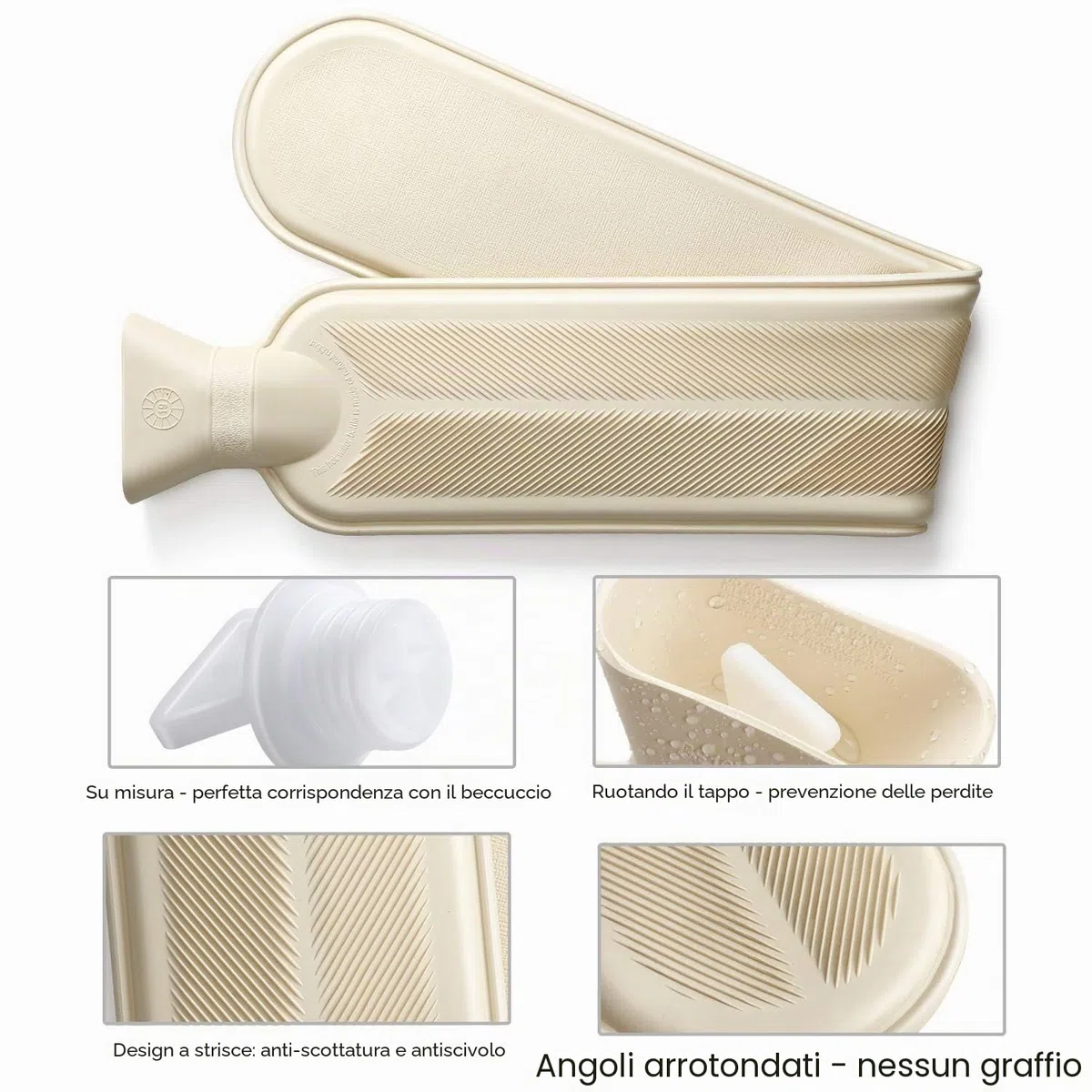 Homealexa Borsa dell'Acqua Calda Lunga, cato con Peluche Morbida 2L Boule Acqua Calda a Tubo per Collo Spalla 73 x 13 cm in Gomma Premium