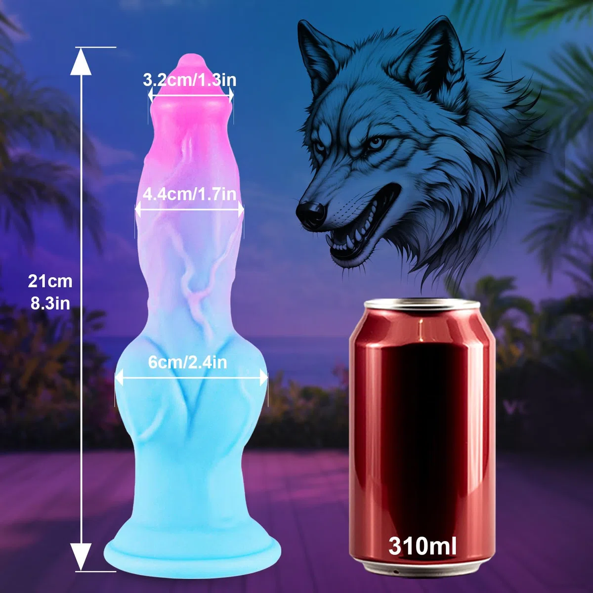 Fallo Morbido 21 cm in Silicone Fantasy Cane Nodo con Ventosa, Dildo Realistico Mostro Cavallo Alieno Spesso G-Spot Prostata Anale XXL, 18 cm Lupo Principiante Doccia Sex Toys per Donna Uomo