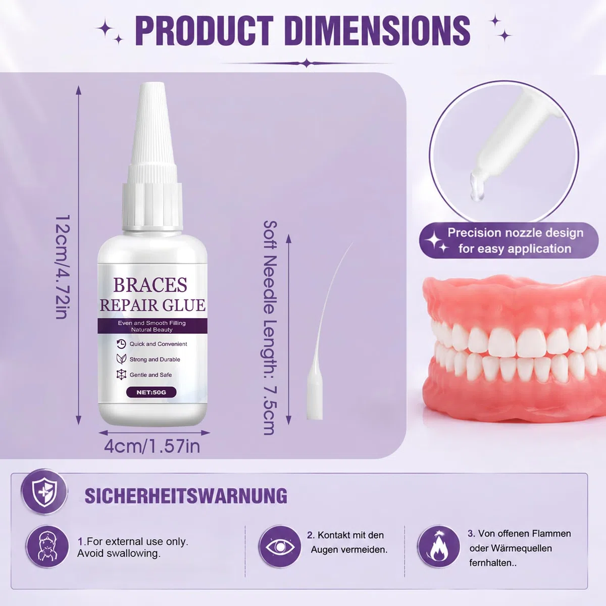 Cemento Dentale Definitivo, Cemento per Denti, Colla per Denti, Adatto per Corone e Protesi Dentali, Il Restauro dei Denti, Resistente Al Calore e Impermeabile