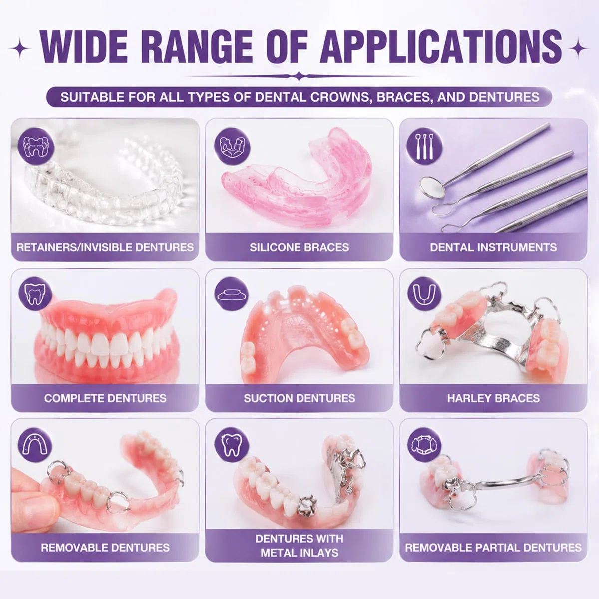Cemento Dentale Definitivo, Cemento per Denti, Colla per Denti, Adatto per Corone e Protesi Dentali, Il Restauro dei Denti, Resistente Al Calore e Impermeabile