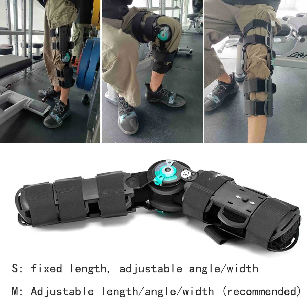 Tutore per ginocchio Immobilizzatore del ginocchio Ginocchiera incernierata Rom Stabilizzatore della gamba di recupero post operatorio per Acl, Mcl e Pcl Angolo di lesione La lunghezza della circonfe