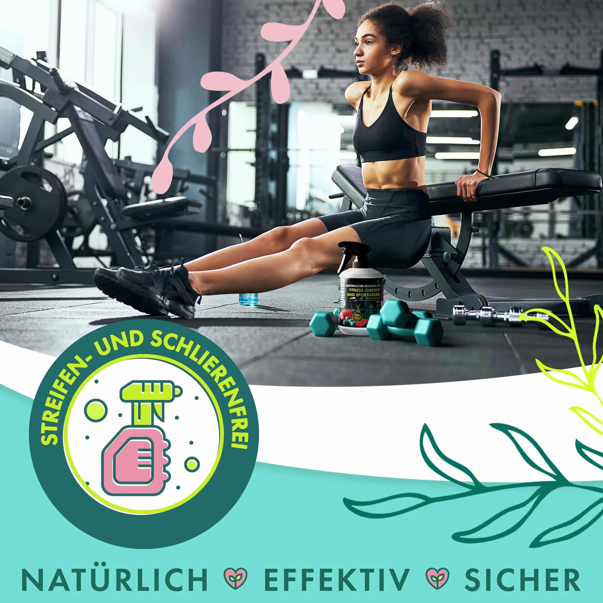 Detergente naturale al 100% per accessori fitness e attrezzature sportive - Tappetini - Superfici impermeabili sostenibili e vegane 0,5 litri