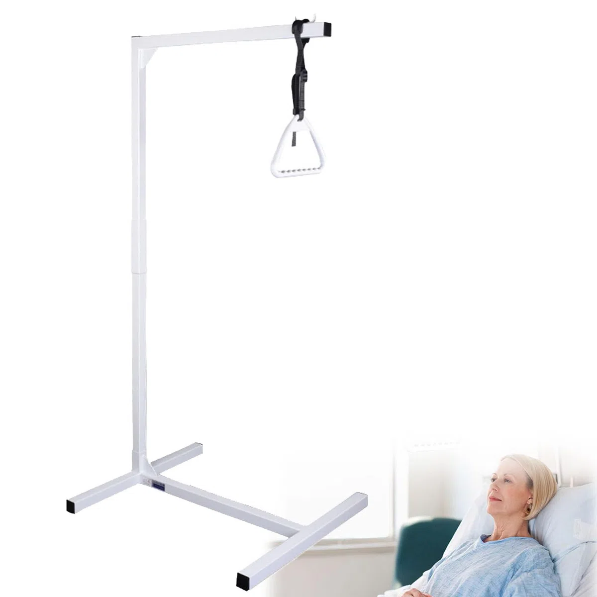 Barra trapezio per la mobilità del letto, supporto a soffitto per disabili e anziani, supporto per scaletta per una migliore accessibilità al letto