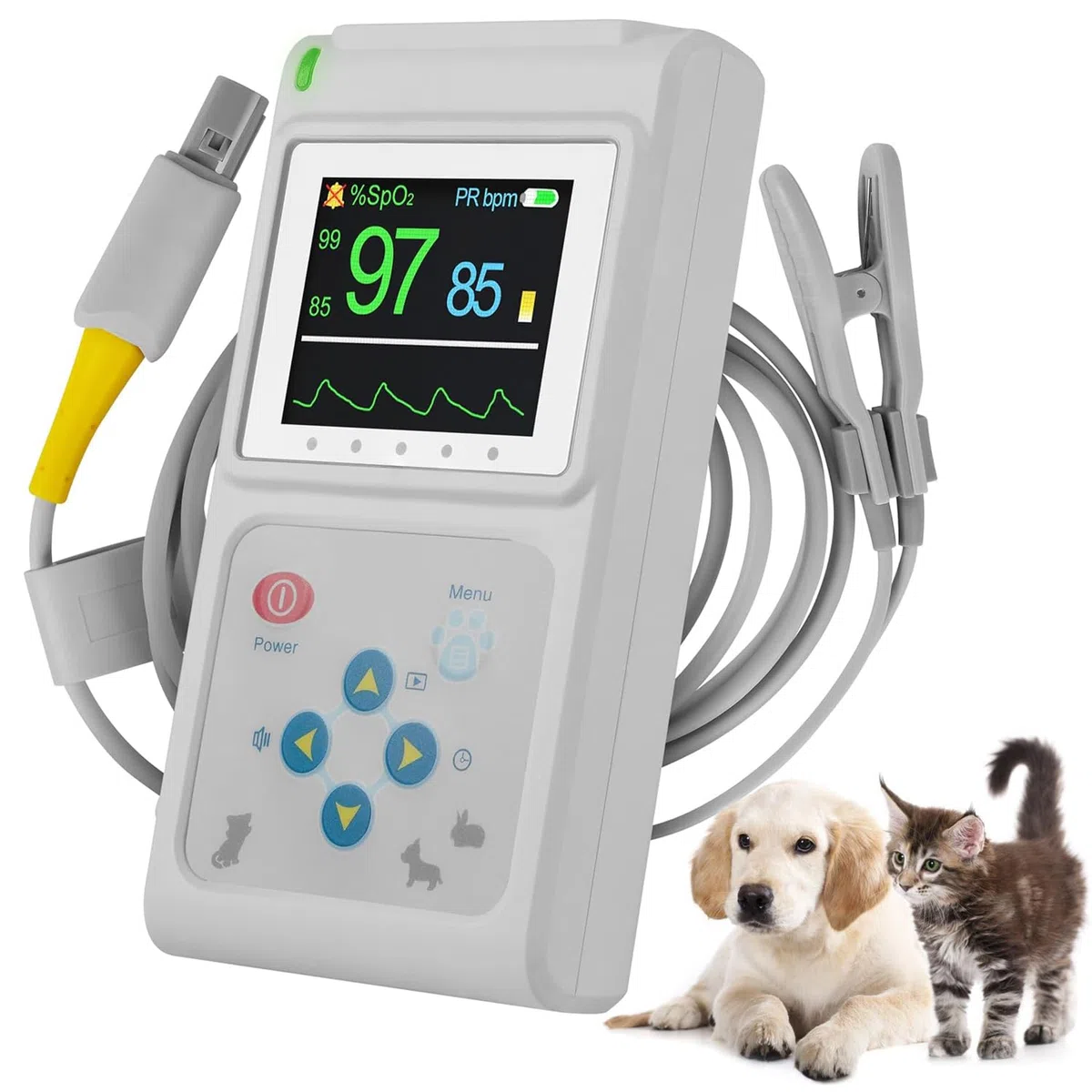Pulsossimetro Portatile Per Uso Veterinario, Misurazione Della Saturazione Di Ossigeno E Della Frequenza Cardiaca Dell'animale Domestico, Con Sonda E Cavo USB, Sicuro E Non Invasivo, Per Cani, Gatti