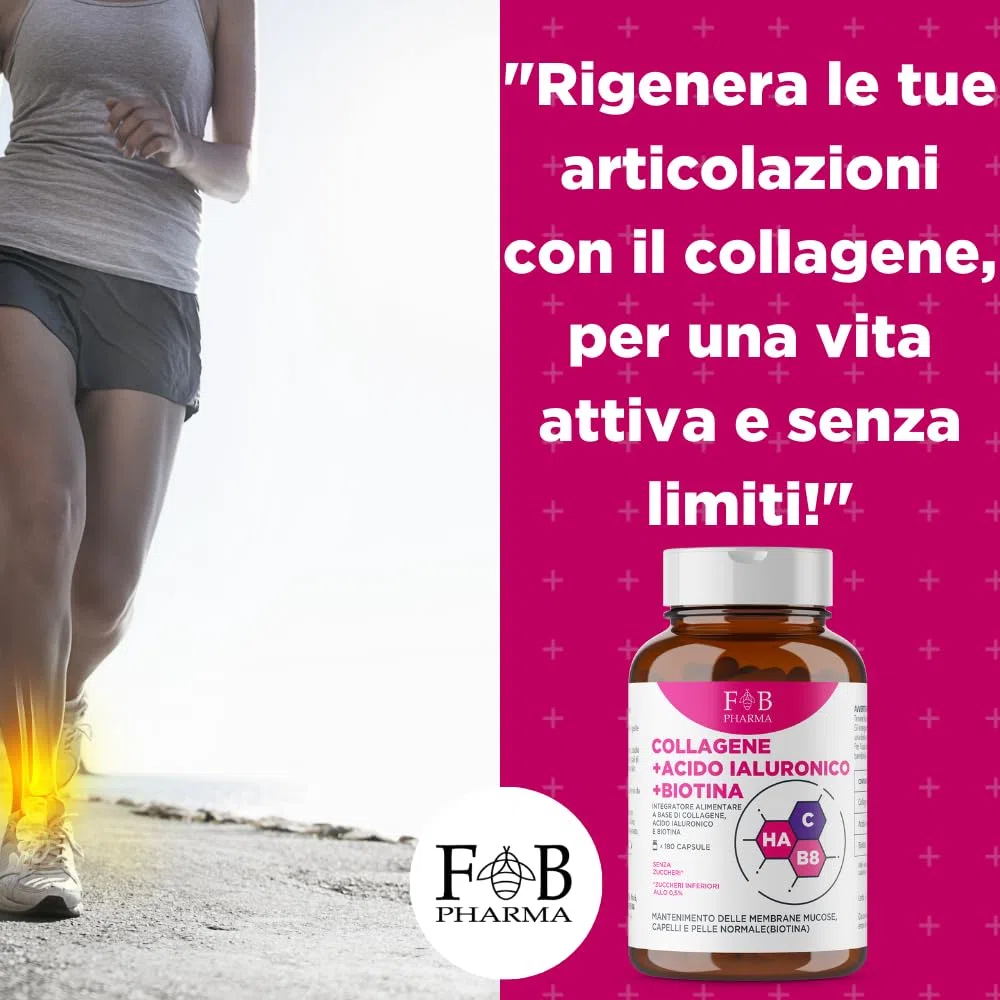 Collagene con Acido Ialuronico e Biotina – 180 Capsule per Pelle, Capelli e Unghie – Formula Completa ad Alta Concentrazione – Prodotto in Italia