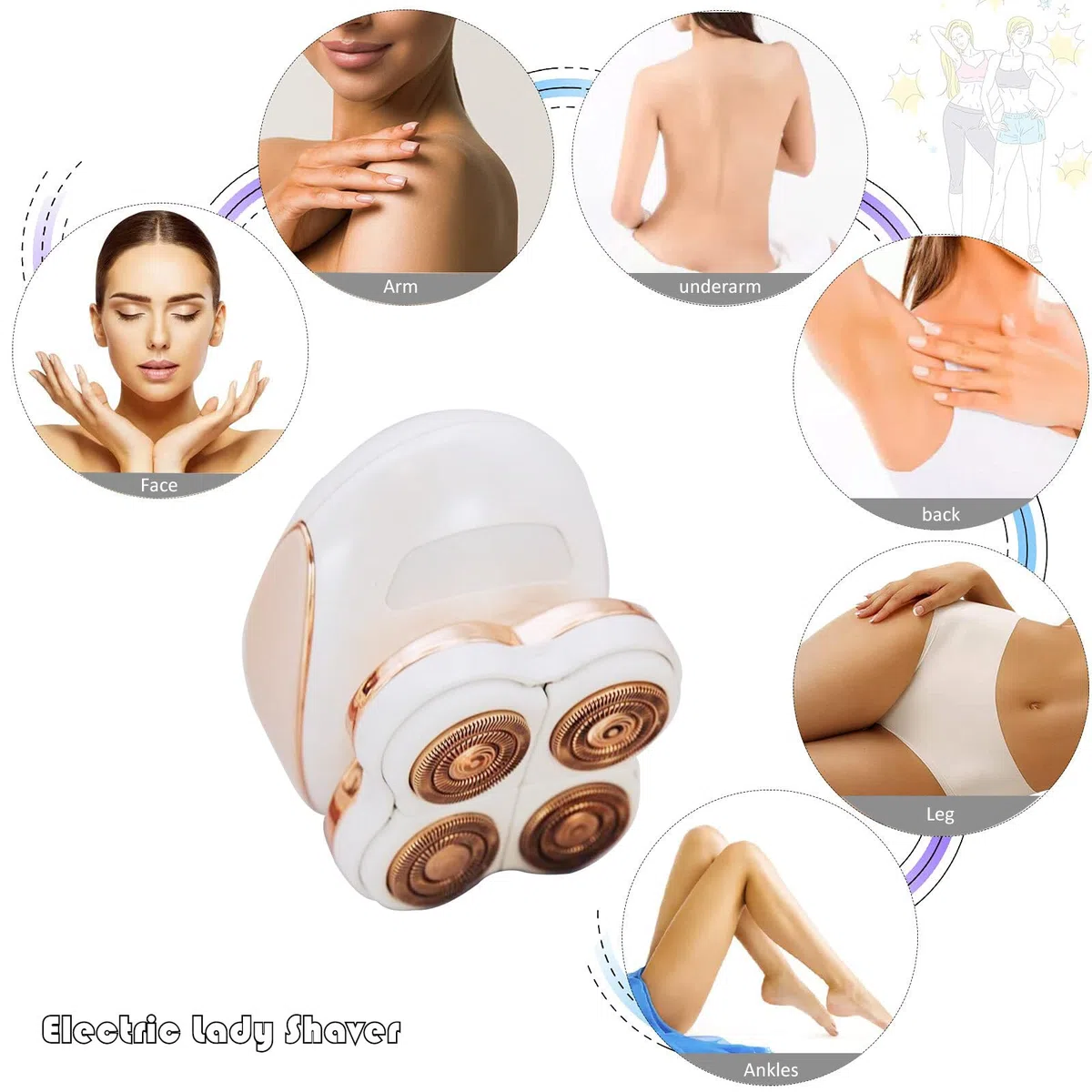 Elettrico Donne Rimozione dei Capelli, Portatile Rasoi da Donna Gambe Viso Corpo Rasoio, Impermeabile Indolore Lady Shaver Cordless Bikini Rasoio Capelli Trimmer Ricaricabile