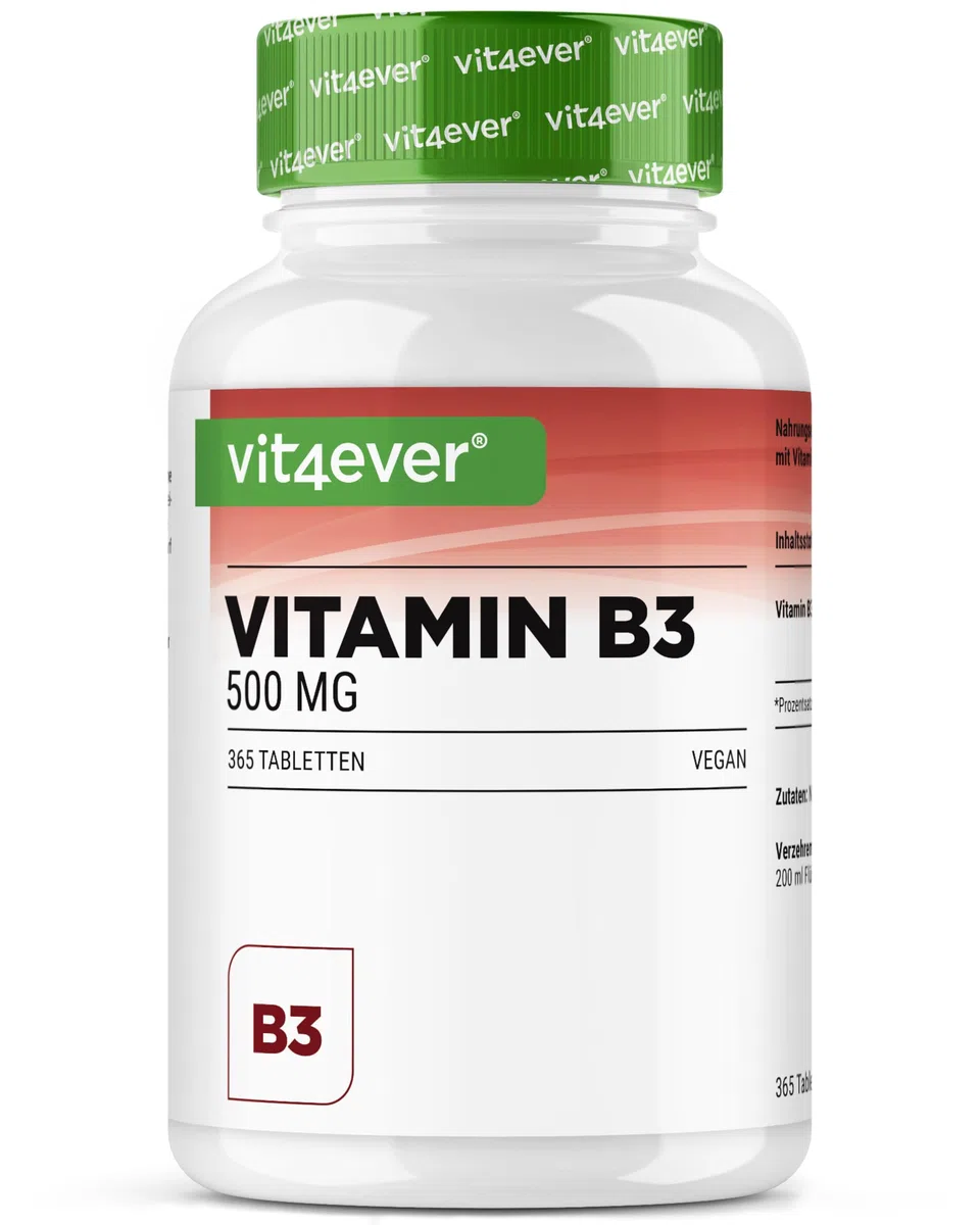 Vitamina B3 (Niacina) - 500 mg - 365 Compresse - Nicotinamide ad alto dosaggio - Senza risciacquo - Senza additivi inutili - Vegan