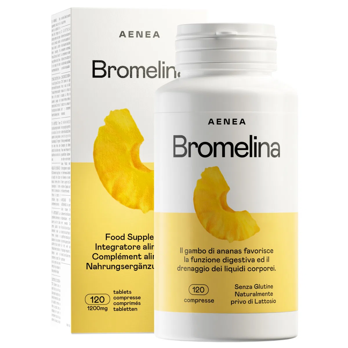 Bromelina Forte Drenante Naturale, 120 Cpr da 1200mg, Circolazione Gambe Drenante e Microcircolo, Gambe Gonfie e Pesanti, Bromelina Strong con Estratto di Ananas