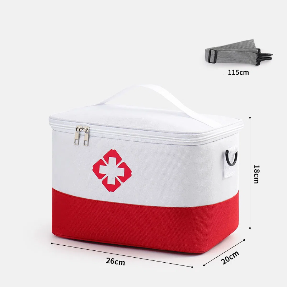Borsa per medicinali, grande capacità borsa medica di emergenza,Borsa Medica Impermeabile con Tracolla,Kit di Pronto Portatile Per Casa Ufficio Auto Viaggi,bianco