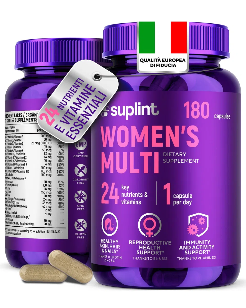 Multivitaminico Completo Donna Alta Potenza - Complesso A-Z con Vitamina B6, Ferro, Zinco & Vitex - 180 Capsule Vegane - Integratore Multivitaminico Premium con Multivitamine e Minerali