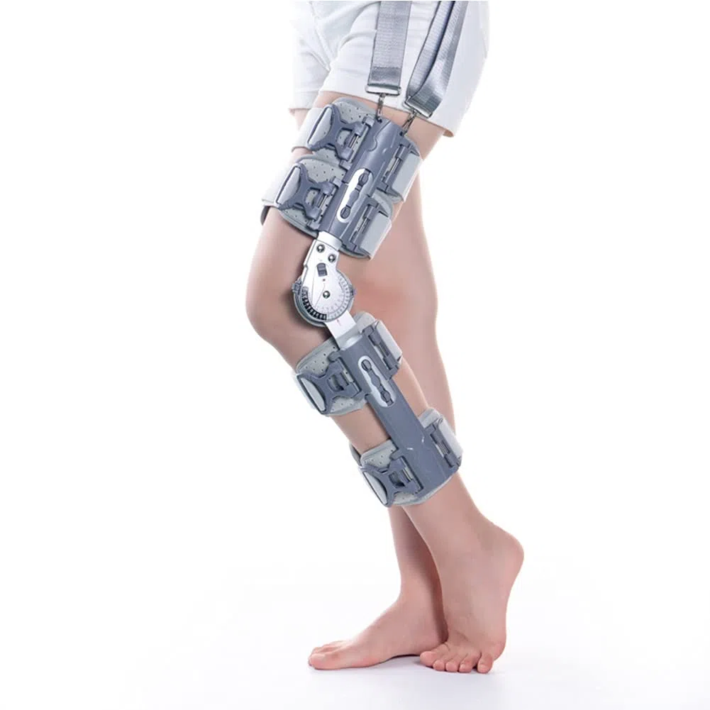 Ginocchiera Universale Rom Regolabile con Cerniera E Tracolla, Supporto Ortopedico Post-Operatorio per Ginocchio, Protezione Immobilizzatrice per Gamba Sinistra E Gamba Destra - Gi