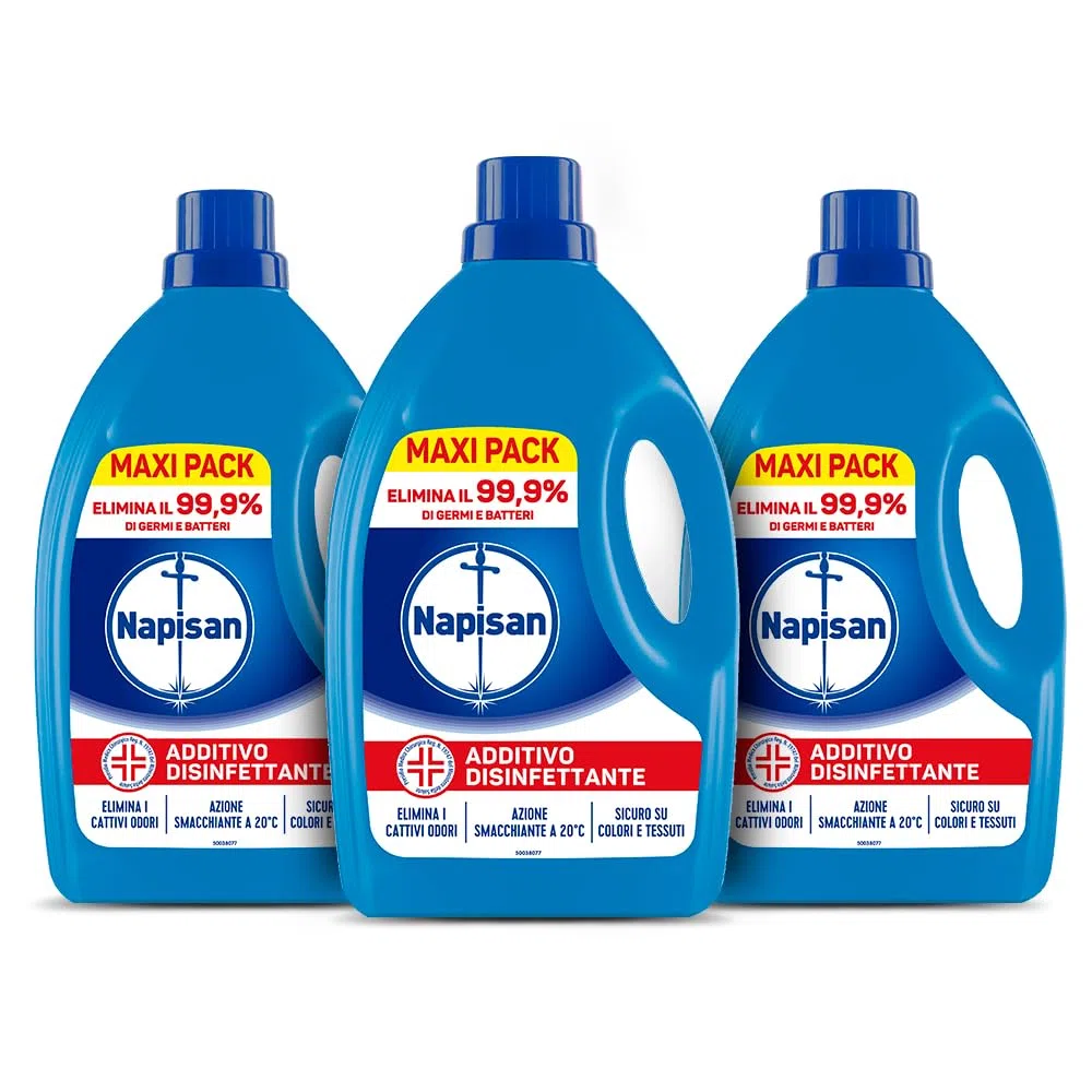 Napisan Additivo Disinfettante Lavatrice, 3 Confezioni da 2.2 Litri di Additivo Liquido per Lavatrice, Contro i Batteri e i Cattivi Odori