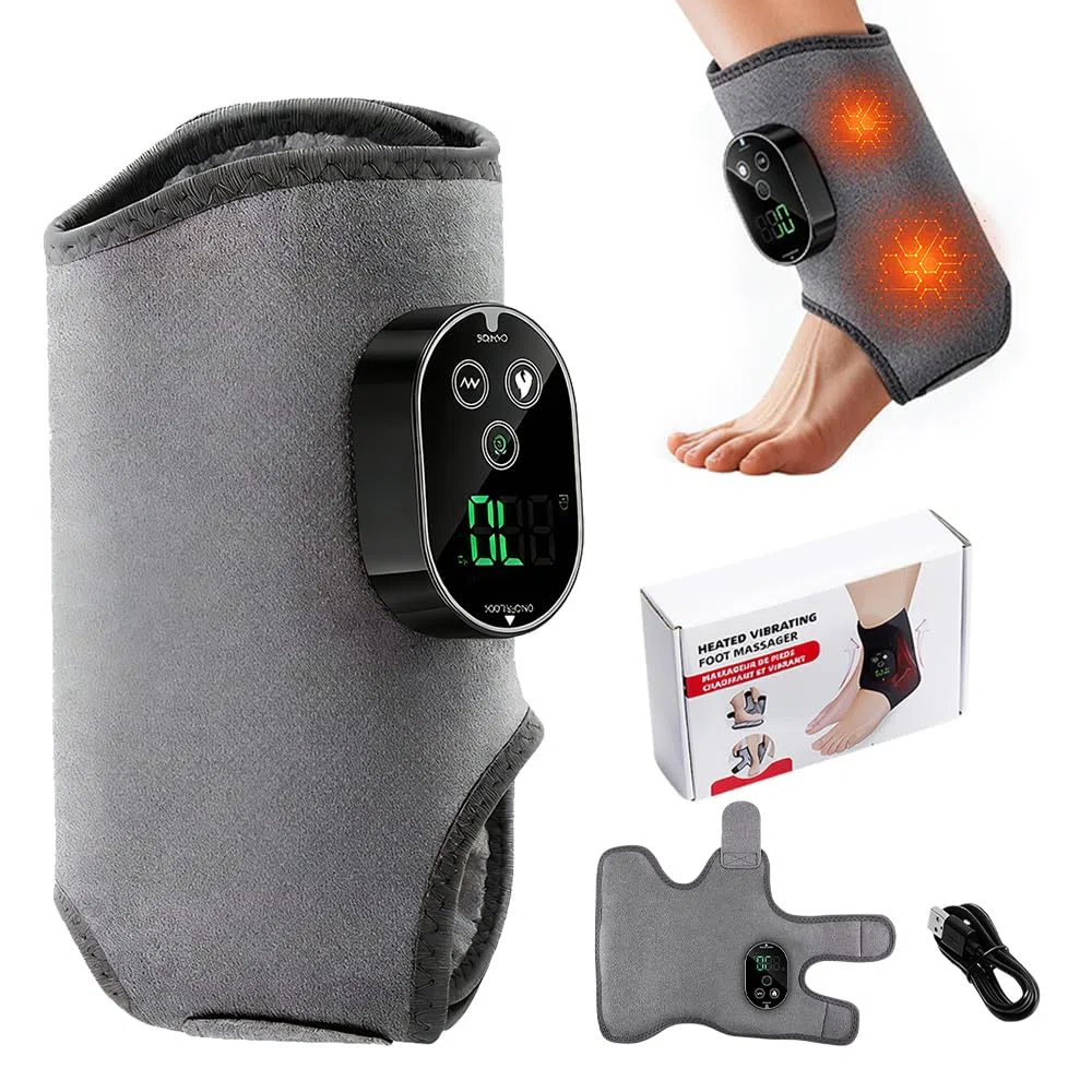 Massaggiatore Elettrico Per Piedi, Massaggiatore Per Piedi, 3 In 1 Massaggiatore per Caviglie con 3 Modalità e 5 Livelli di Calore, Portatile Foot Massager per Massaggio e Sollievo Disagio