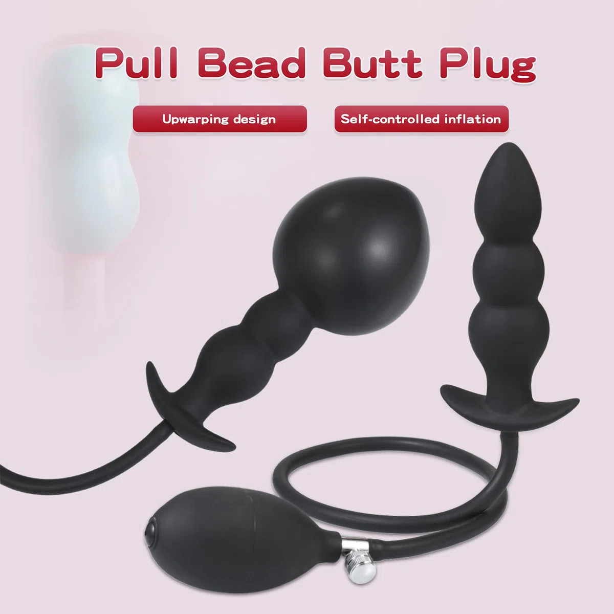 AMAZBEE Spine anali in silicone per donne Spine gonfiabili per l'allenamento anale Stimolazione del punto G Giocattoli anali Perle anali espandibili (Black)