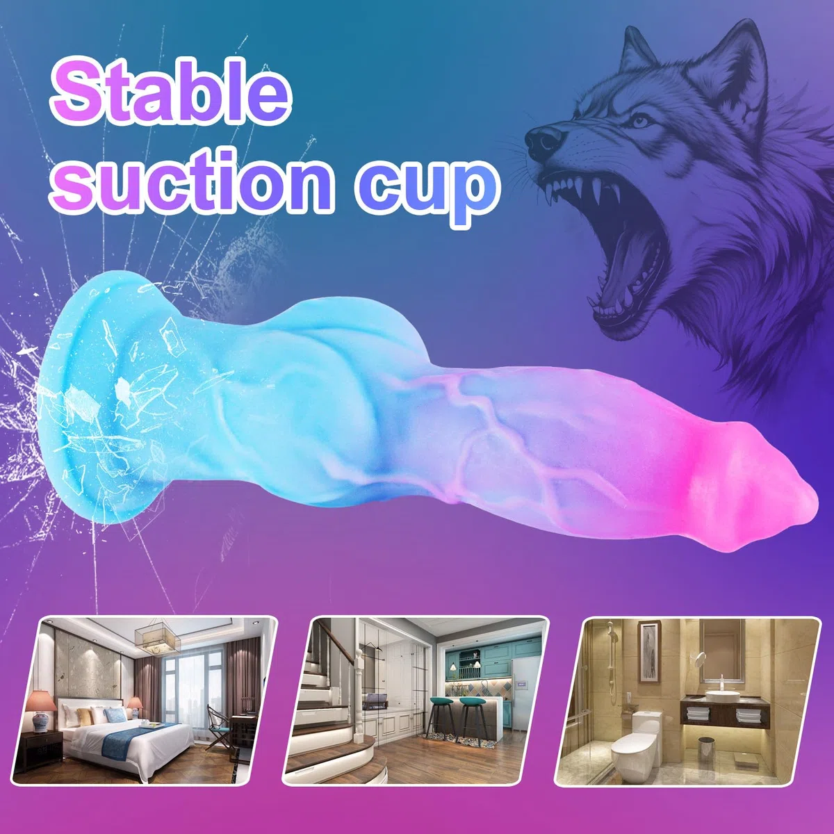 Fallo Morbido 21 cm in Silicone Fantasy Cane Nodo con Ventosa, Dildo Realistico Mostro Cavallo Alieno Spesso G-Spot Prostata Anale XXL, 18 cm Lupo Principiante Doccia Sex Toys per Donna Uomo