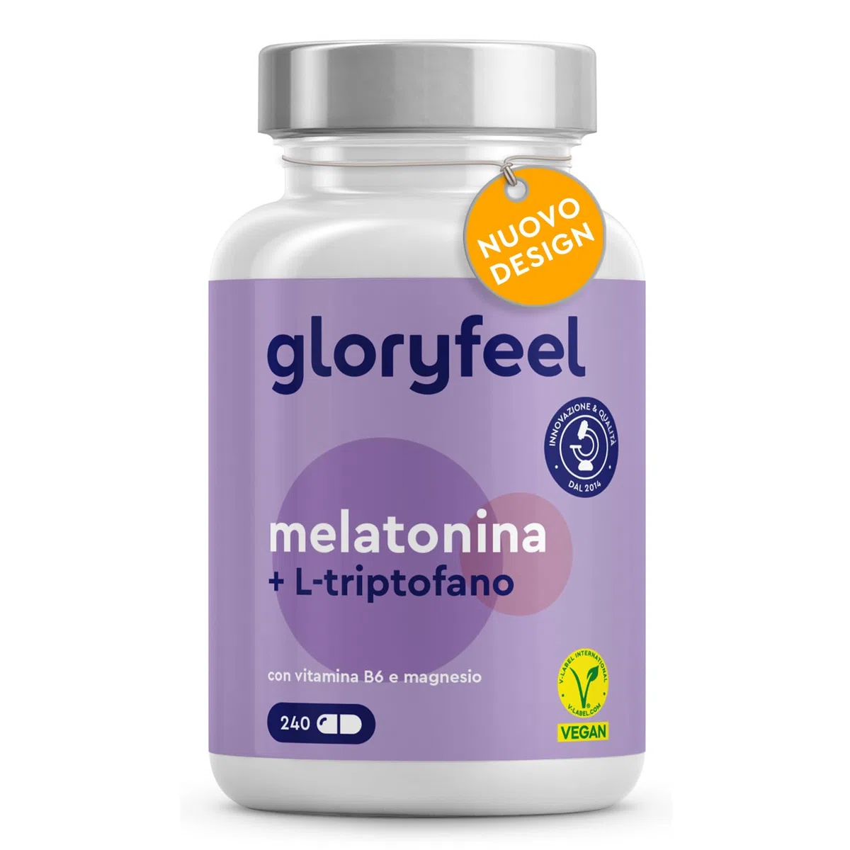 Melatonina 0,5mg + L-Triptofano 250 mg Complex, 240 Capsule, Scorta di 4 Mesi, Integratore Sonno, per Dormire, Testato in Laboratorio, 100% Vegan