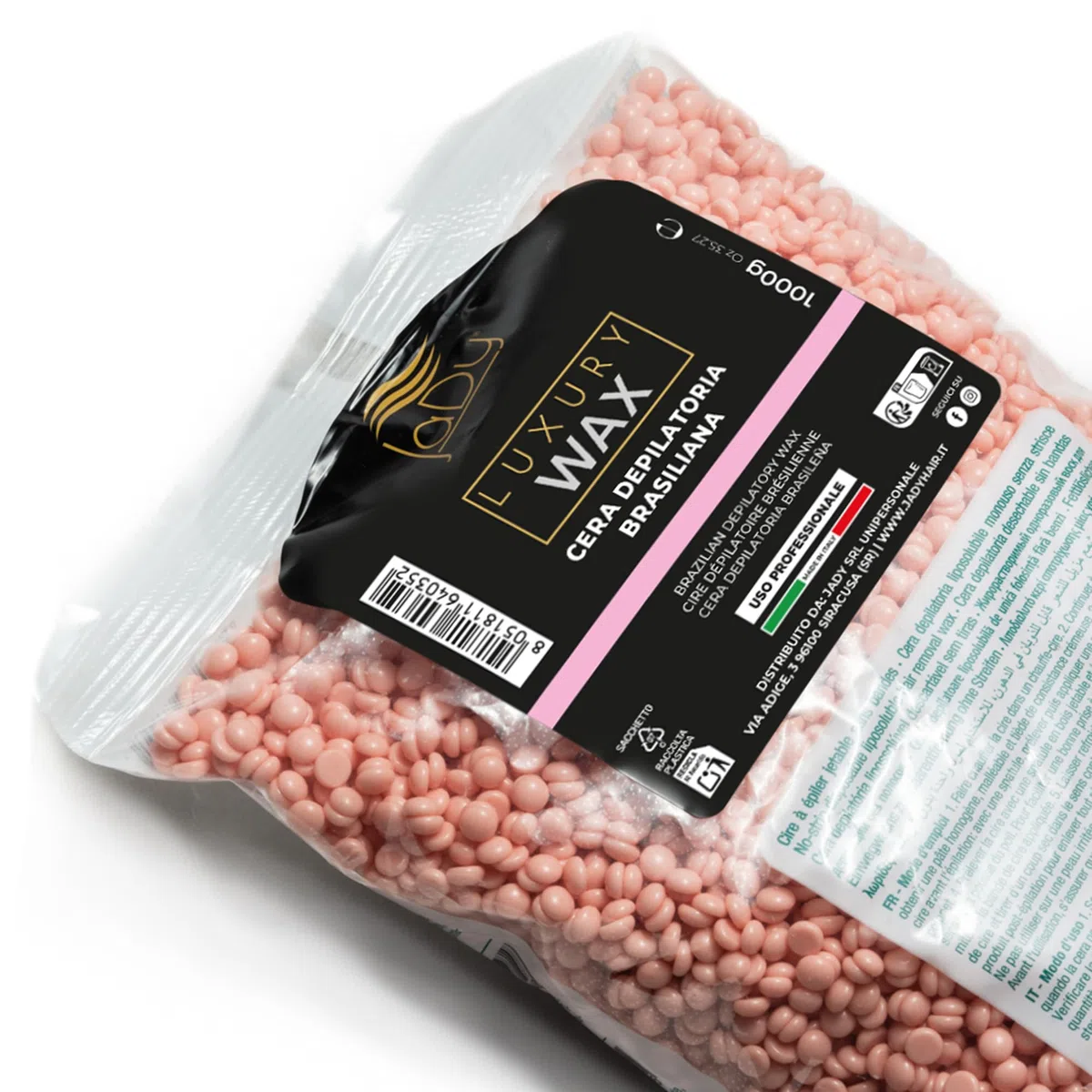JaDy Cera Brasiliana Titanio Rosa 1KG - Perle di Cera Depilatoria Professionale Senza Strisce, Ceretta Brasiliana a Caldo per Scaldacera, Viso Corpo Gambe Inguine Ascelle, Made in Italy