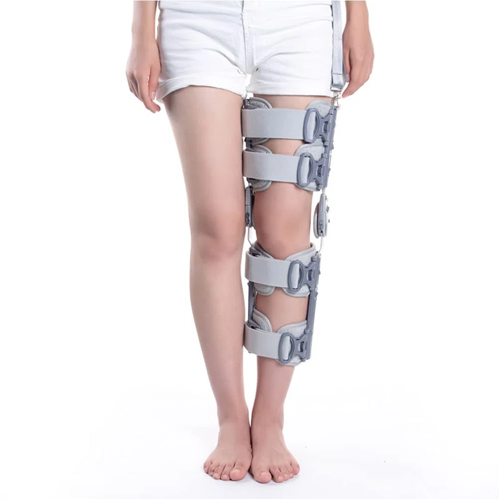 Ginocchiera Universale Rom Regolabile con Cerniera E Tracolla, Supporto Ortopedico Post-Operatorio per Ginocchio, Protezione Immobilizzatrice per Gamba Sinistra E Gamba Destra - Gi
