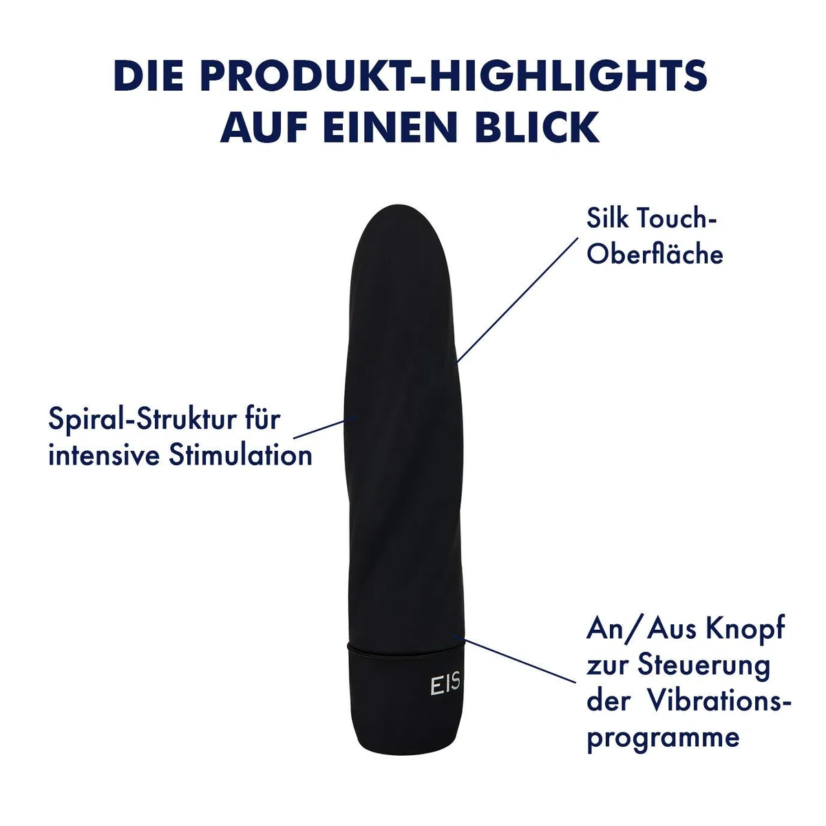 EIS, vibratore "Wellenreiter", 10 programmi, in silicone dermocompatibile, impermeabile, nero
