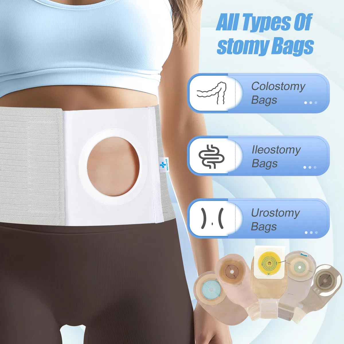 Cintura per stomia da uomo e donna，Cintura per ernia ostomica supporto medico per stomia, ileostomia, cintura di supporto in vita，con apertura da 8 cm (L)