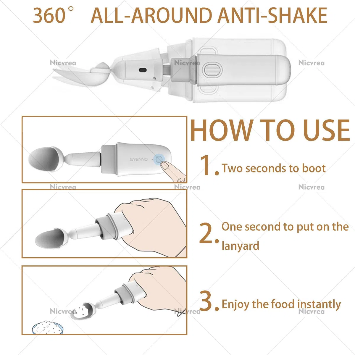 Set di cucchiai adattivi, utensili intelligenti anti-shake per adulti, ideali per tremori alle mani, artrite o uso anziano