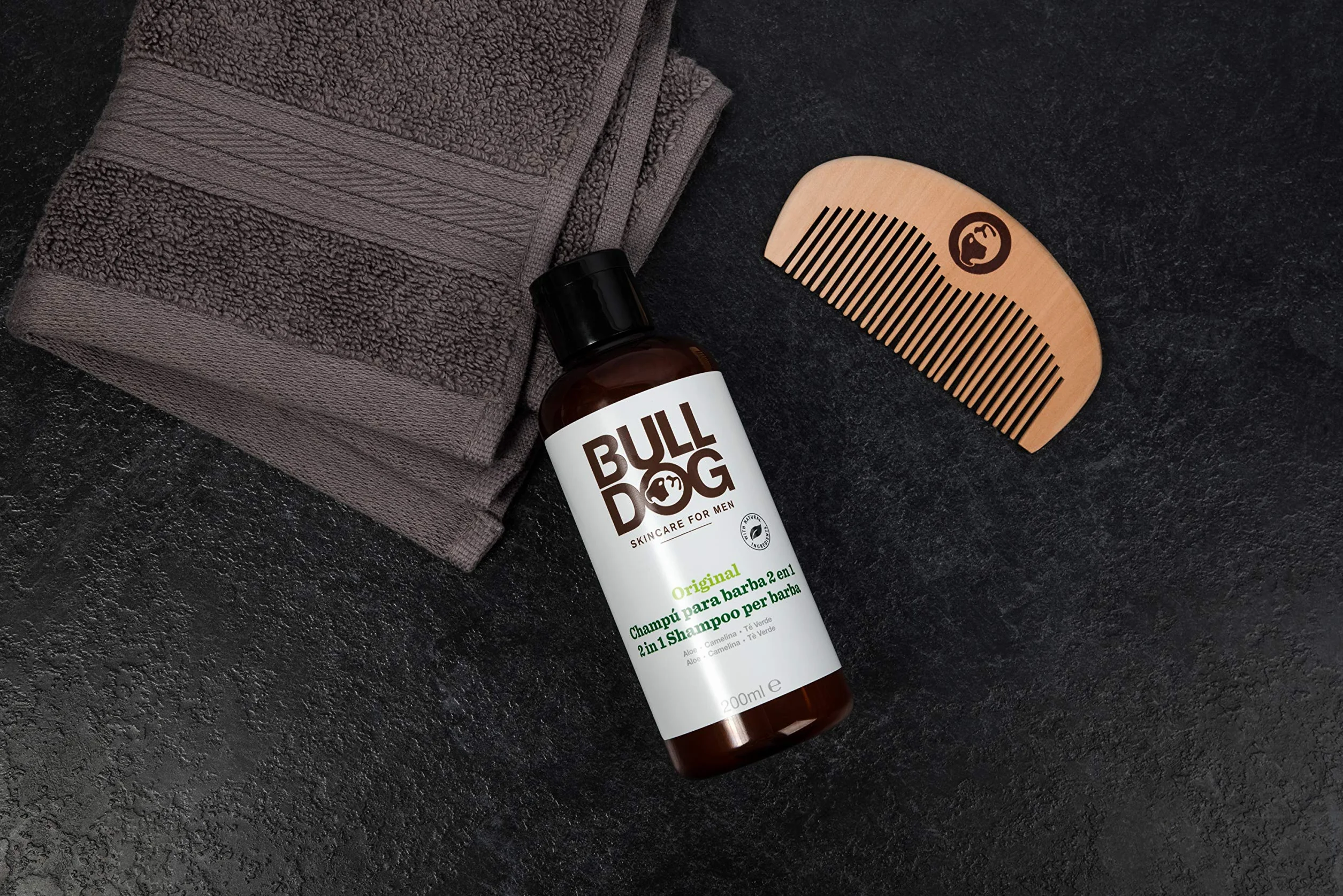 BULLDOG - Confezione da 3 shampoo e balsamo barba, 3 x 200 ml
