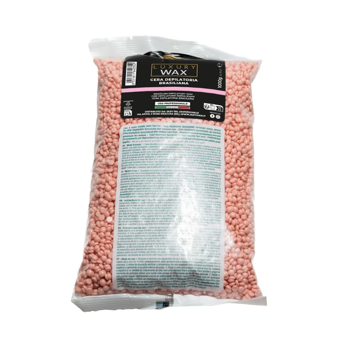 JaDy Cera Brasiliana Titanio Rosa 1KG - Perle di Cera Depilatoria Professionale Senza Strisce, Ceretta Brasiliana a Caldo per Scaldacera, Viso Corpo Gambe Inguine Ascelle, Made in Italy