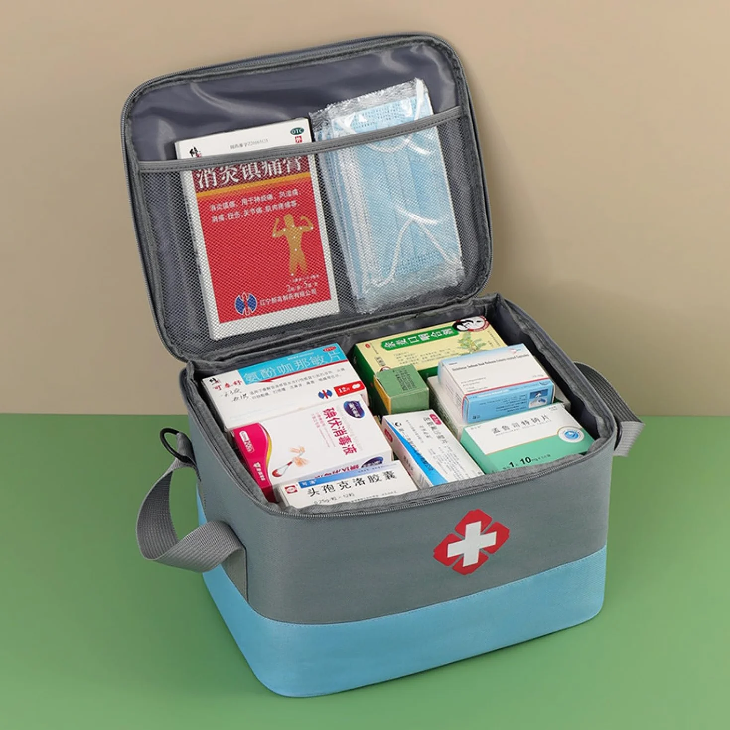 Borsa per medicinali, grande capacità borsa medica di emergenza,Borsa Medica Impermeabile con Tracolla,Kit di Pronto Portatile Per Casa Ufficio Auto Viaggi,bianco