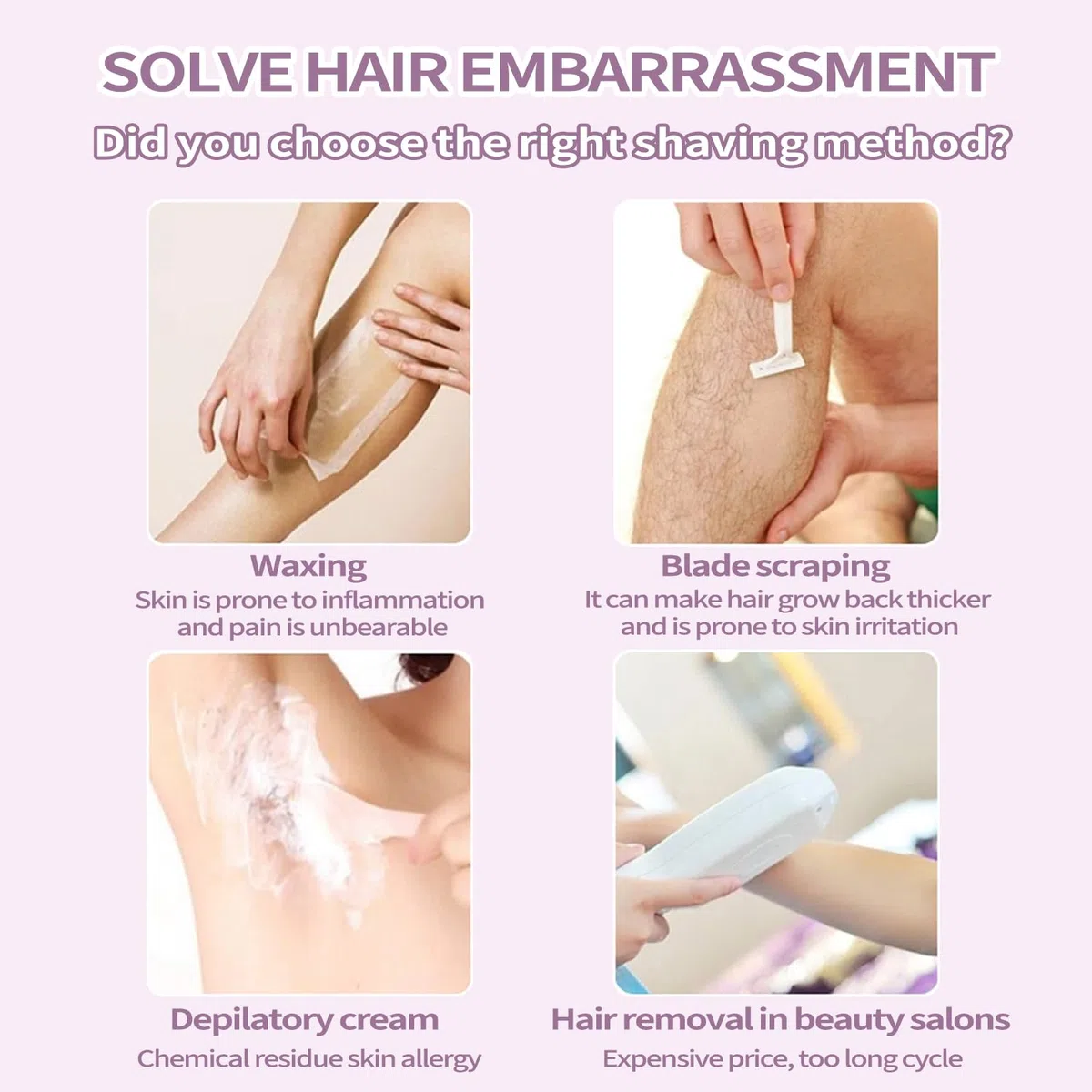 Rasoio Elettrico Donna, 4 in 1 Epilatore Viso Elettrico da Donne, Rasoio Parti Intime da Donna, indolore Depilatore Portatile per Corpo, Viso, Le Ascelle,La Linea Del Bikini e Le Sopracciglia
