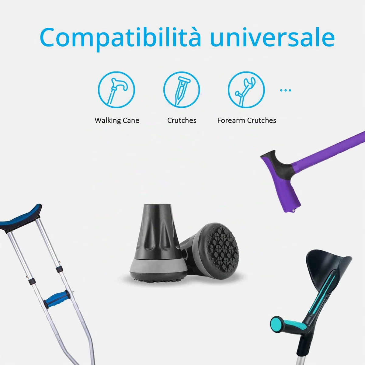 Rehand Punte per bastone, 3/4 di pollice All Terrain Tip per canna e stampella, 3/4 '' gomma sostituzione piede pad 0,75 pollici punte canna Heavy Duty, Walking Cane Tips e Stampella punte (confezione