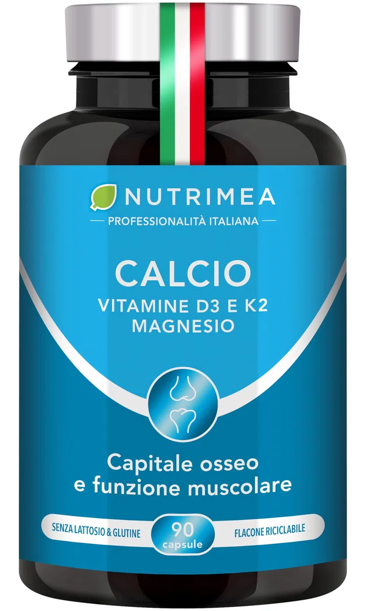 Calcio Complex | Integratore con Magnesio e Vitamine D3 & K2 | Ossa e Muscoli | 90 Capsule | Nutrimea