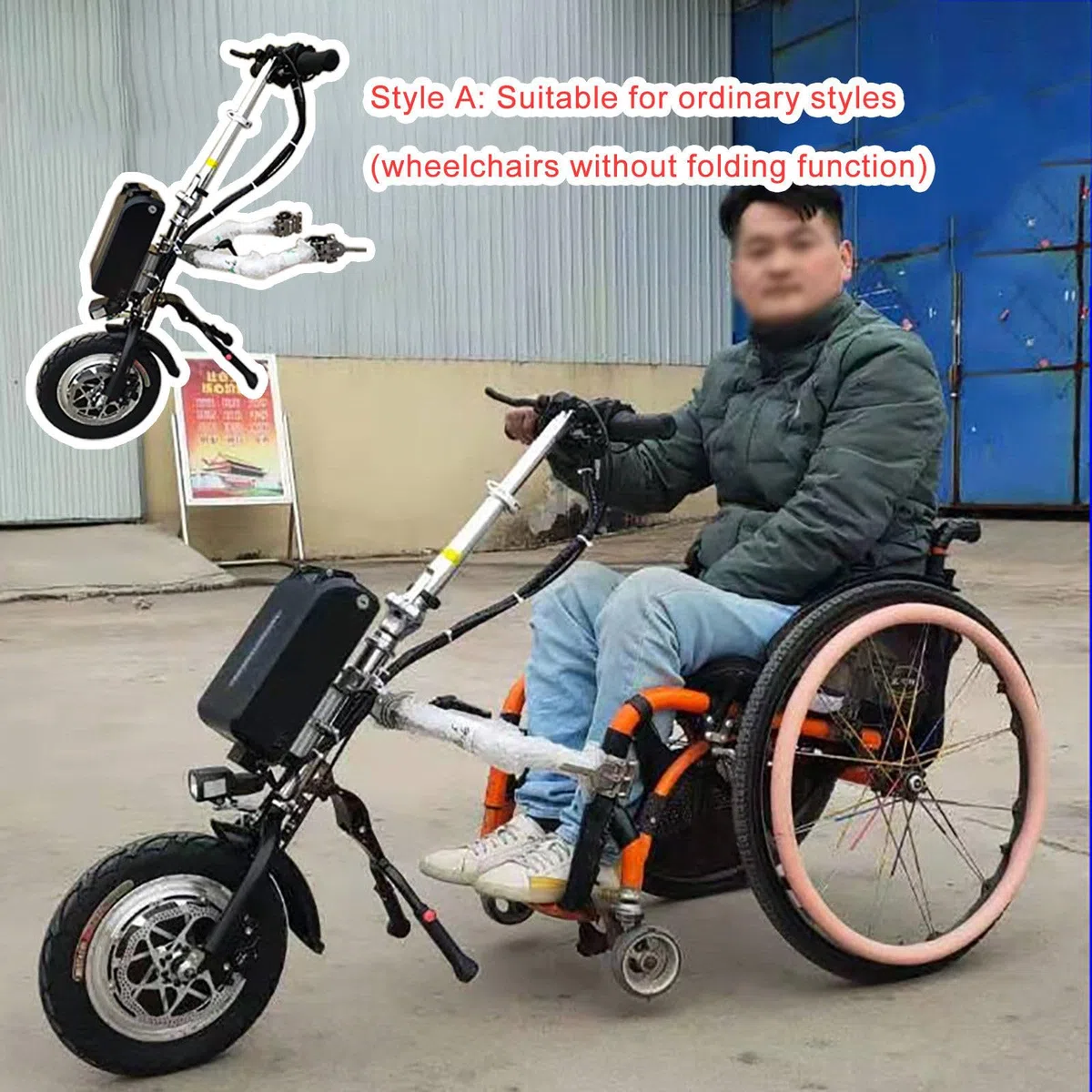 500W Handbike Elettrica per Sedia a Rotelle, Propulsore Anteriore Elettronico Anteriore per Carrozzina, Dispositivo Traino Carrozzina, 3 Velocità, Batteria 48V 17 Ah, Autonomia 70 Km,A