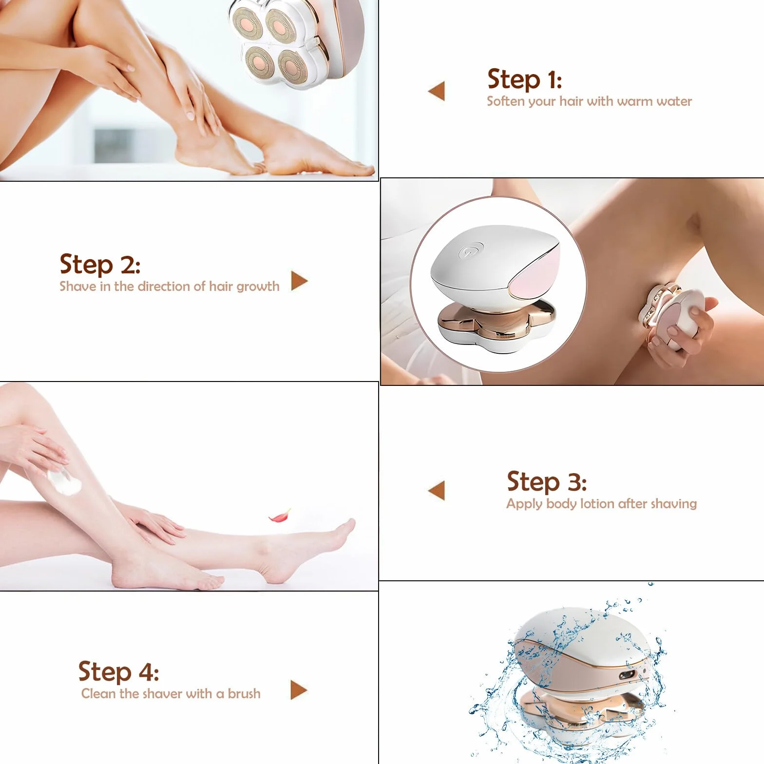 Elettrico Donne Rimozione dei Capelli, Portatile Rasoi da Donna Gambe Viso Corpo Rasoio, Impermeabile Indolore Lady Shaver Cordless Bikini Rasoio Capelli Trimmer Ricaricabile