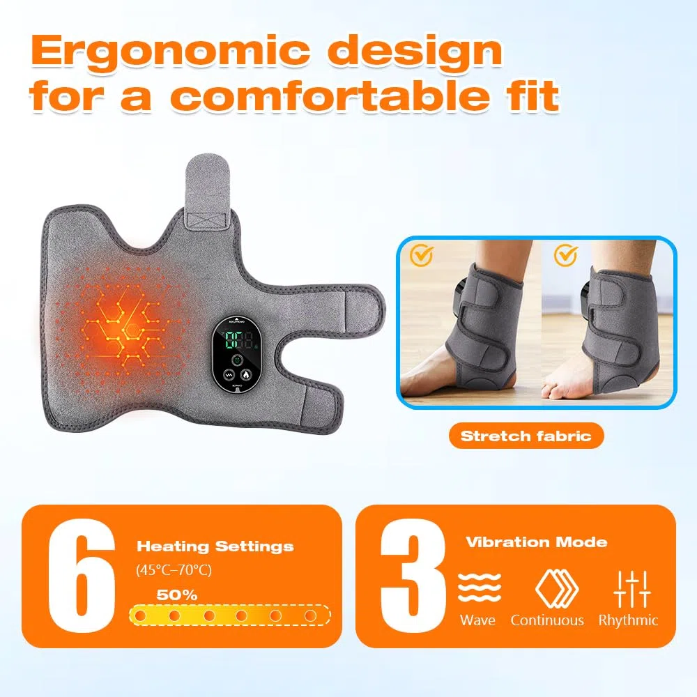Massaggiatore Elettrico Per Piedi, Massaggiatore Per Piedi, 3 In 1 Massaggiatore per Caviglie con 3 Modalità e 5 Livelli di Calore, Portatile Foot Massager per Massaggio e Sollievo Disagio