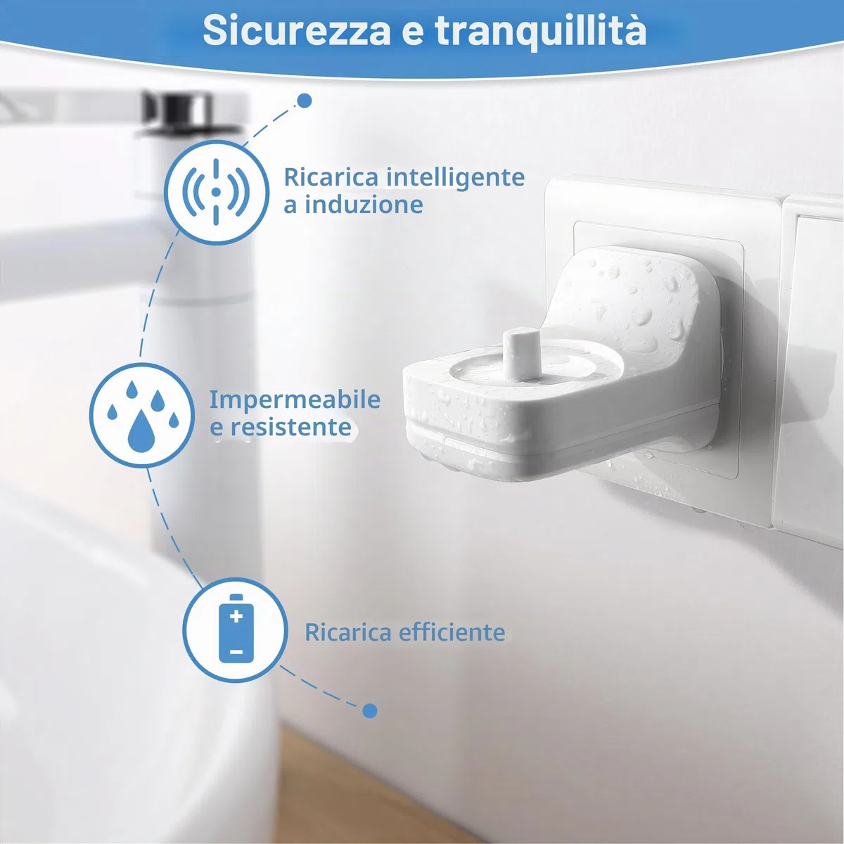 Caricabatterie per Spazzolino Elettrico compatibile con modelli Oral-B/Braun (esclusi serie IO7/8/9) Caricatore da muro per presa EU, impermeabile IP67
