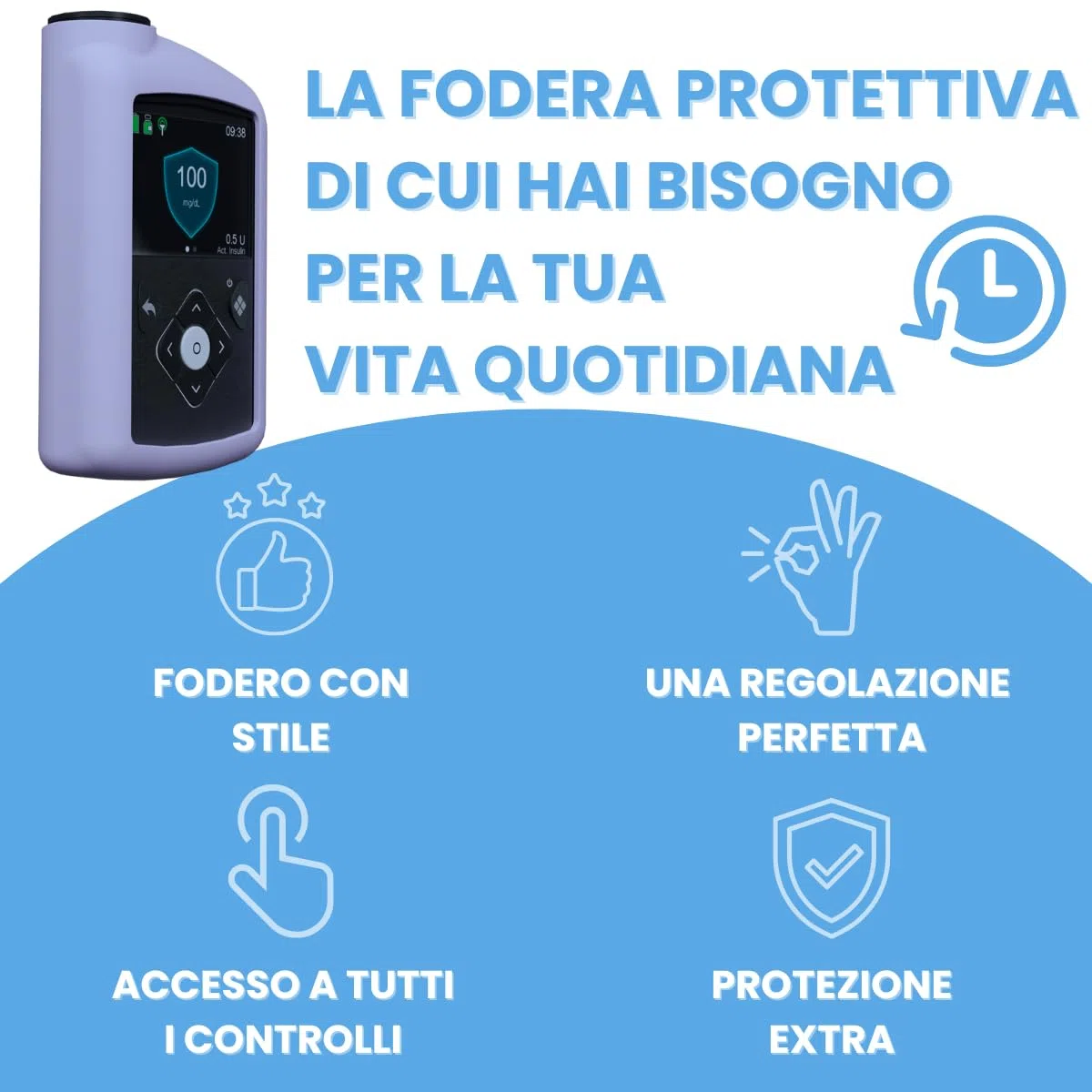 Custodia protettiva in silicone per pompa per insulina Medtronic compatibile con tutti i modelli Medtronic, durevole (nero)