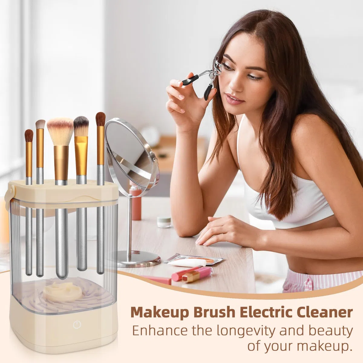 Elettrico per Pulisci Pennelli Make Up, USB Lava Pennelli Make up Elettrico, Pulitore Pennelli Trucco Con Tampone di Pulizia, Pulisci Pennelli Make up Elettrico per Tutti i Tipi di Pennelli