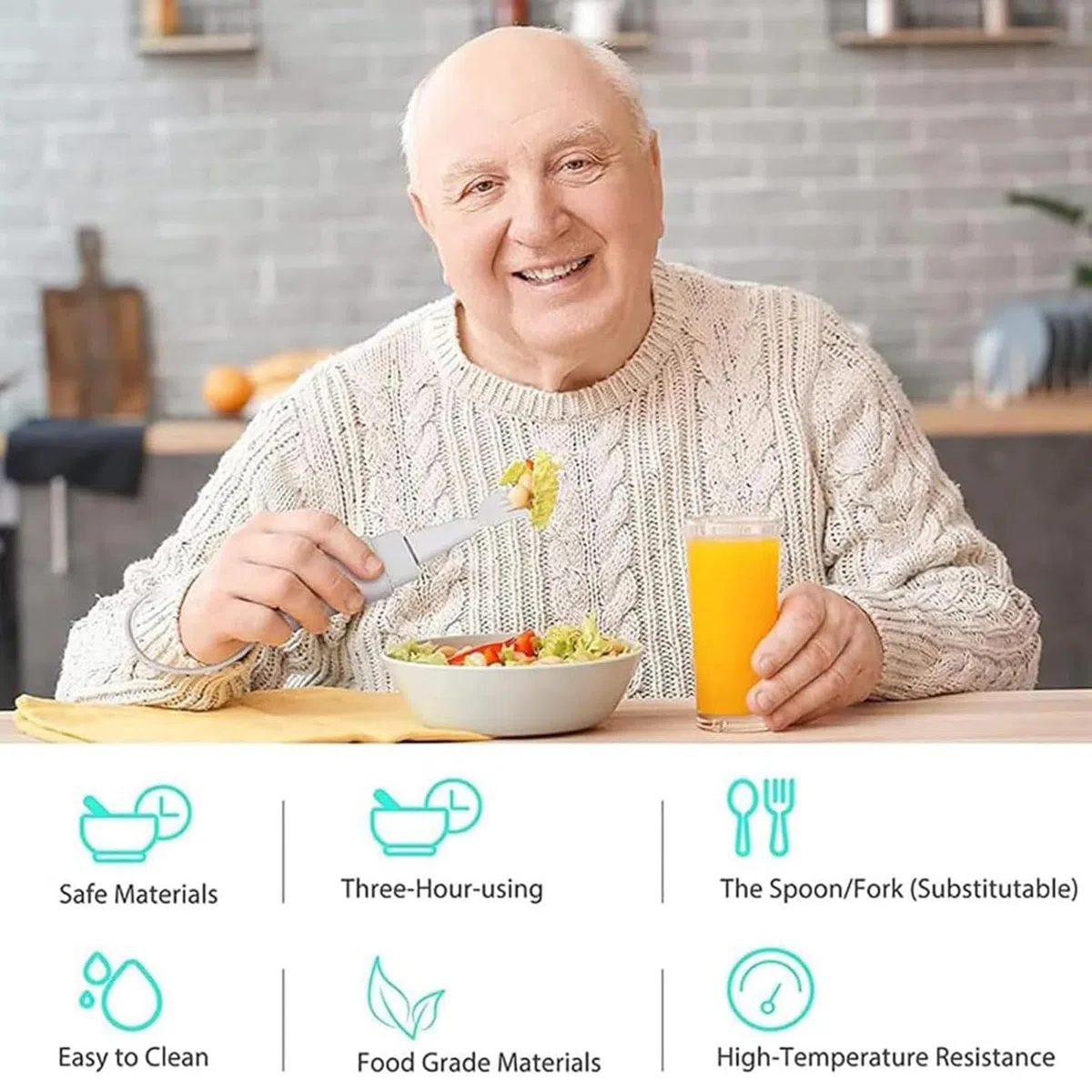 Utensili adattivi per assistenza al tremore, set di posate per anziani con artrite e Parkinson, cucchiaio e forchetta ergonomici per una facile manipolazione
