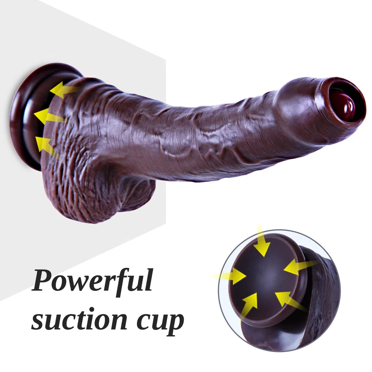 Pene realistico nero da 20 cm con prepuzio mobile, silicone a doppia densità, con ventosa, giocattolo per stimolazione vaginale e anale, adatto a principianti, donne e coppie