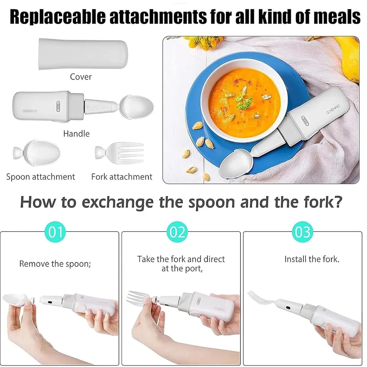 Utensili adattivi per assistenza al tremore, set di posate per anziani con artrite e Parkinson, cucchiaio e forchetta ergonomici per una facile manipolazione