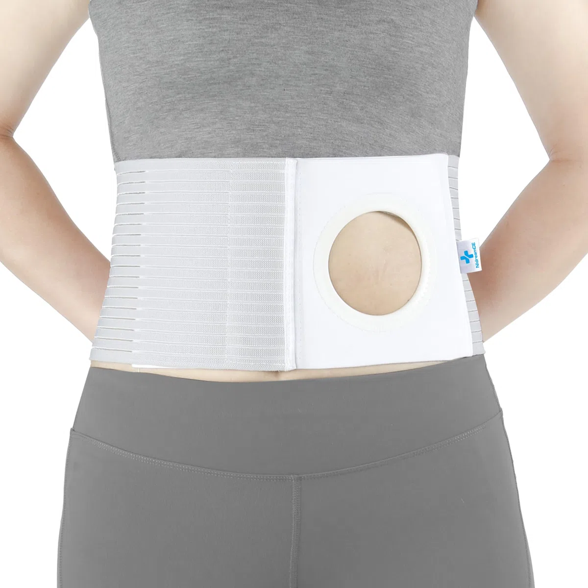 Cintura per stomia da uomo e donna，Cintura per ernia ostomica supporto medico per stomia, ileostomia, cintura di supporto in vita，con apertura da 8 cm (L)
