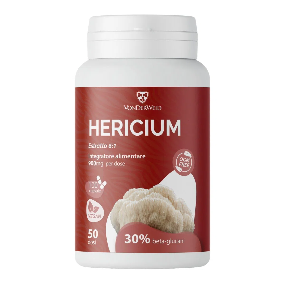 Lion's Mane Capsule Alto Dosaggio 4.500 mg | Hericium Erinaceus Estratto 6:1 da Corpo Fruttifero con 30% in Beta-Glucani Bioattivi | Testato in Laboratorio | Vegan | 100 capsule - 50 dosi