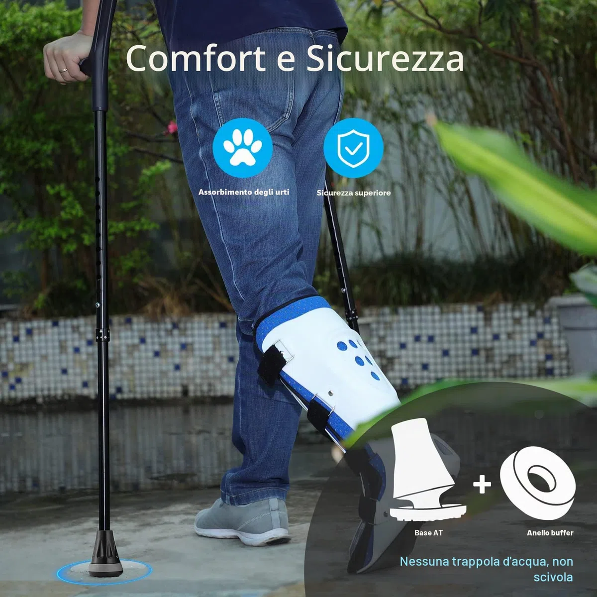 Rehand Punte per bastone, 3/4 di pollice All Terrain Tip per canna e stampella, 3/4 '' gomma sostituzione piede pad 0,75 pollici punte canna Heavy Duty, Walking Cane Tips e Stampella punte (confezione
