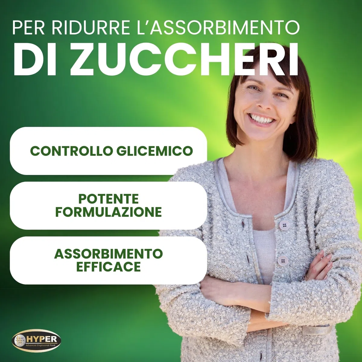 Hyper Glicem Control - Glucosio e Carboidrati - Integratore Alimentare con Griffonia, Cannella, Gimnema, Spirulina, Garcinia, Acido Alfa Lipoico, Cromo. 60 Compresse, prodotto in Italia.