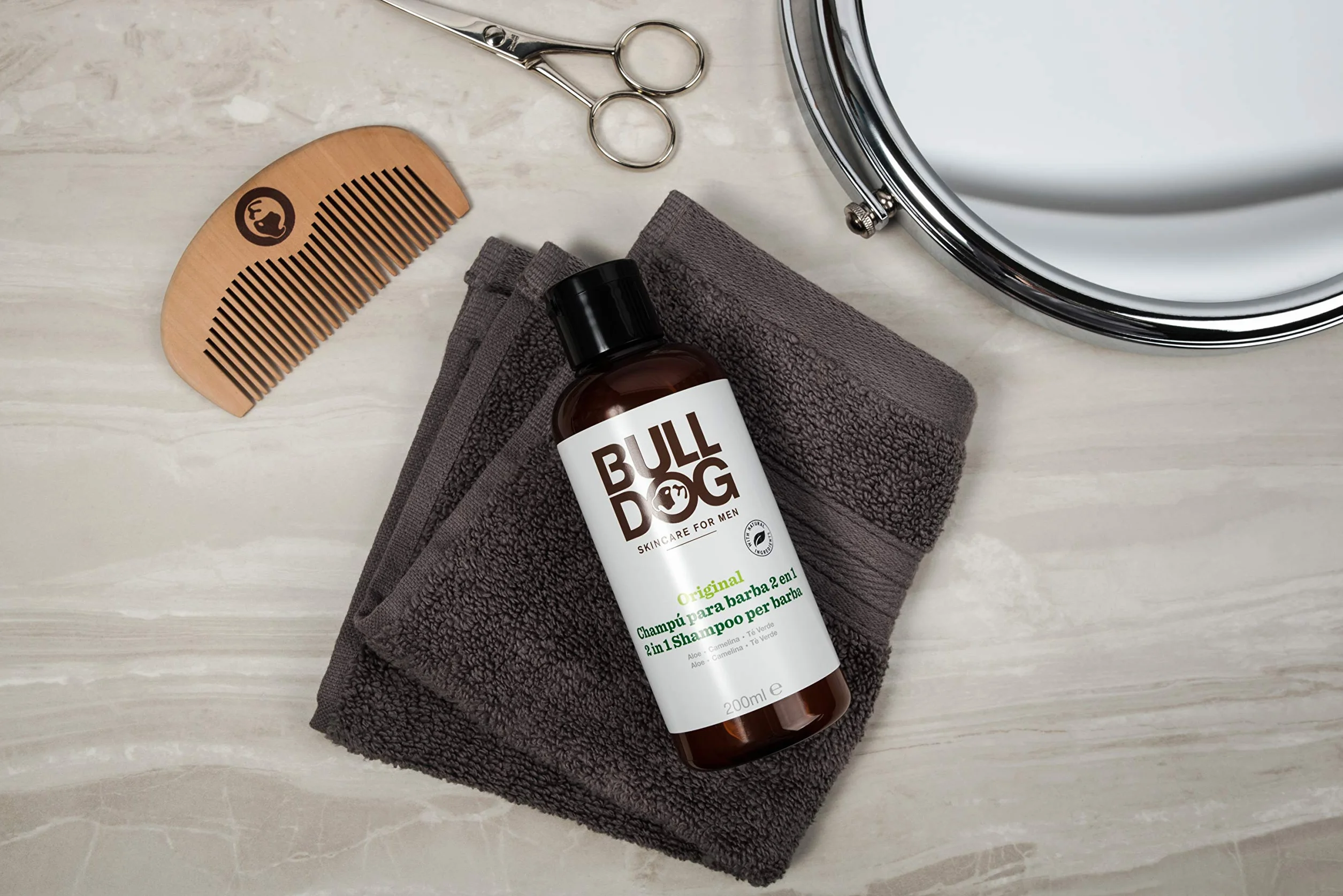BULLDOG - Confezione da 3 shampoo e balsamo barba, 3 x 200 ml