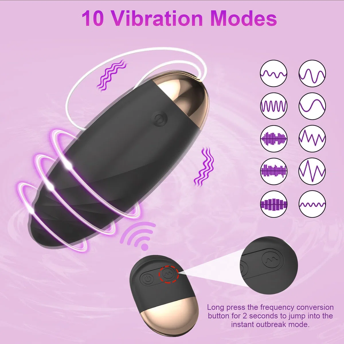 Qoosea Vibratore Telecomando Distanza Bullet Vibrator, Vibratori Donna Sex Toys con 10 Modalità di Vibrazione, Giocattoli Sessuali Vibratoreper punto G, Ovetto Vibrante per Adulti Coppia, Nero
