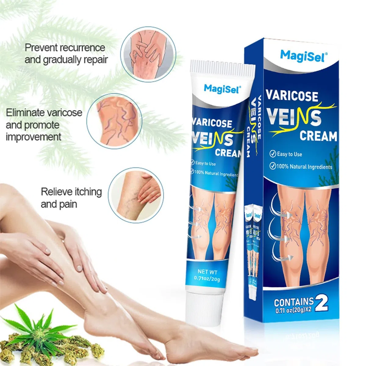Crema vene varicose, Crema per capillari rotti gambe, Gel Gambe Stanche e Pesanti, Dolore e Circolazione, Riduce Gonfiore, Dolore Capillari Visibili 20g