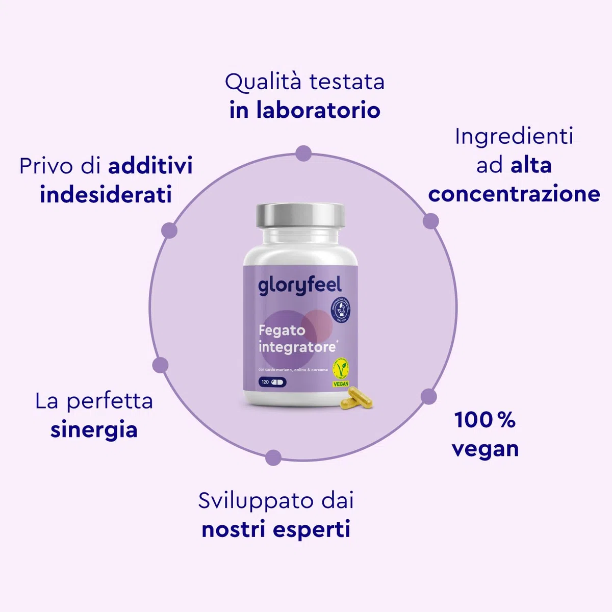 Fegato Integratore, Complesso con 500 mg Estratto di Cardo Mariano, Carciofo, Spirulina e Curcuma, Supporto per il Fegato, Alta Biodisponibilità, Qualità Testata, 120 Capsule